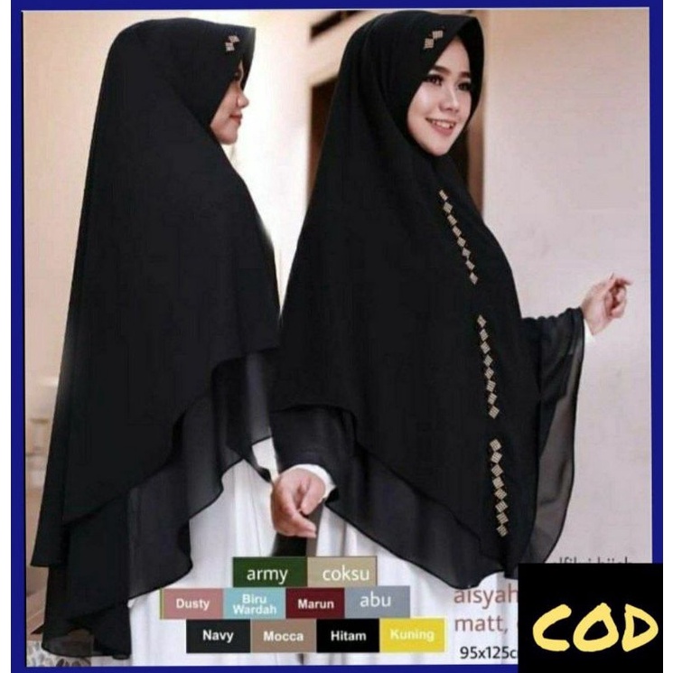 [PRODUK CFNOV81] (Terlaris) KHIMAR 2 LAYER ASYAIBANA SWAROVSKI CERRUTY Hijab Payet LV Khimar Warna H
