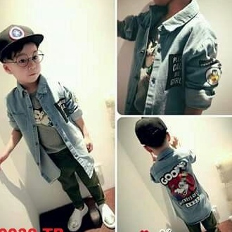 TOP GOOFY DENIM  baju anak kemeja anak 3-5th