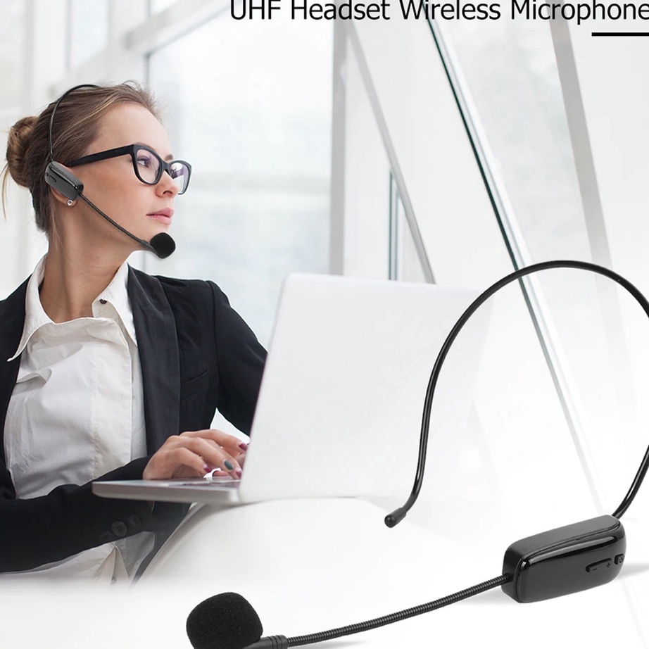 Terbaik.. Microphone UHF Clip On Wireless Mic Wireless Mikrofon Headset Profesional Untuk Teaching V