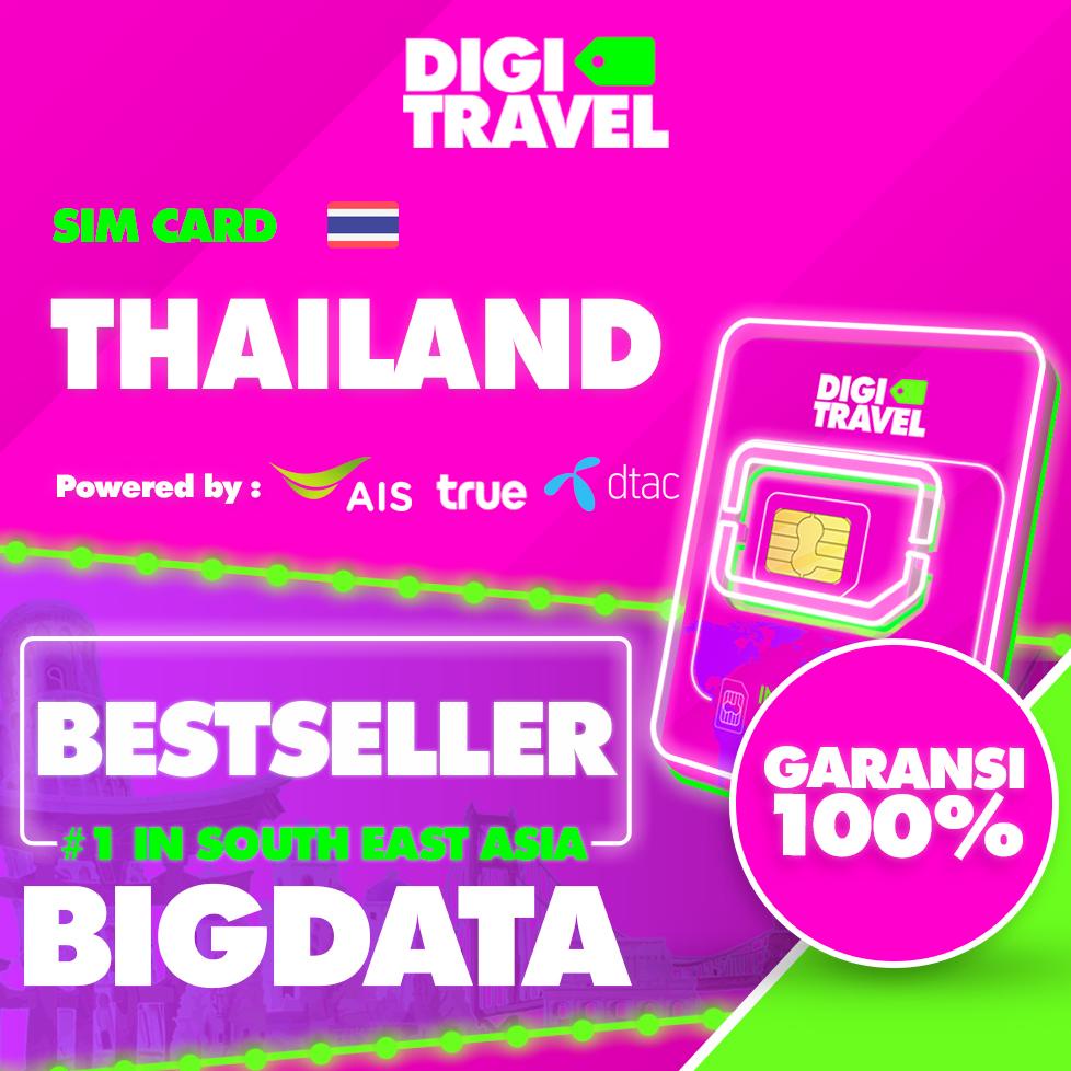 TERBARU DIGI TRAVEL SIM CARD THAILAND AIS / DTAC KARTU INTERNET BISA TELEPON DAN SMS LANGSUNG AKTIF 
