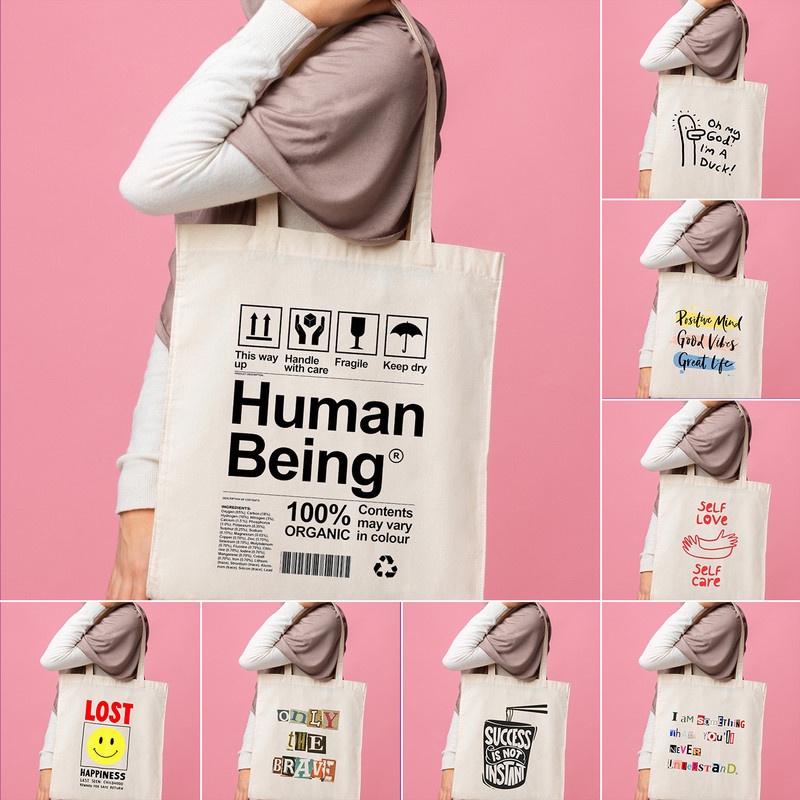 Tote Bag Totebag Blacu Unisex Estetik Motif Kata Kata Motivasi Quotes 1