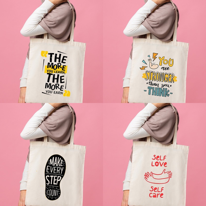 Original Tote Bag Totebag Blacu Unisex Estetik Motif Kata Kata Motivasi Quotes 1