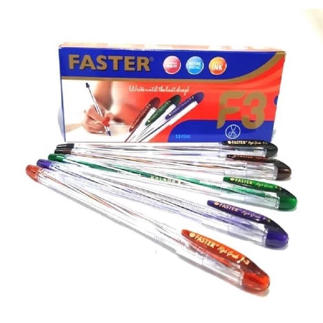 

Hanya hari Ini (12pcs) Pulpen / Pen / Pena / Bolpen Faster F3 0.5mm 80