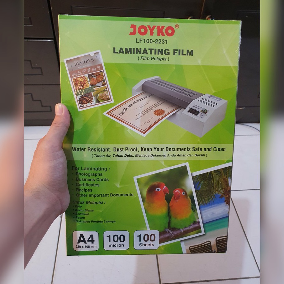

(✔-12ML❦> plastik laminating A4 joyko laminasi panas hot 100 micron - siap.dikirim.!