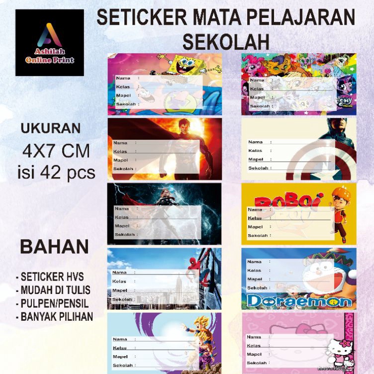 

➡#Sale❂➳ ISI 42 PCS SATU PACK SETICKER MAPEL | SETICKER MATA PELAJARAN SEKOLAH W77
