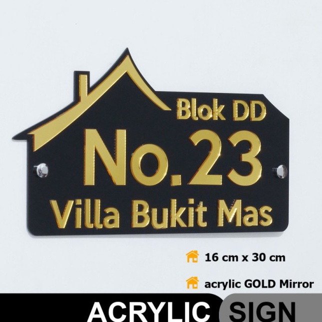 Nomor Rumah Akrilik / Nomor Plat Rumah Home GOLD Series 01