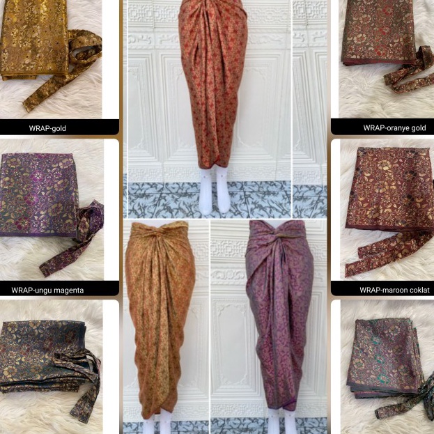 Rok Batik Wrap Skirt Lilit Songket A_R Ungu Magenta A C Gold Tosca -  !!