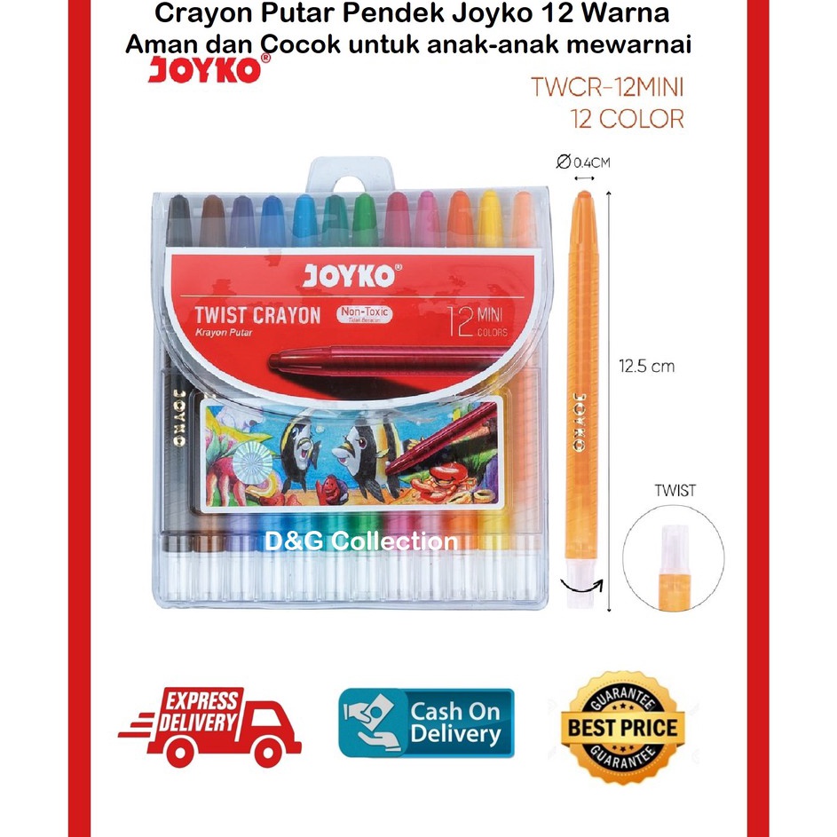 

✯Stok Banyak✽➳ CRAYON JOYKO 12 WARNA PUTAR PENDEK / OIL PASTEL JOYKO 12 WARNA A81 ❀