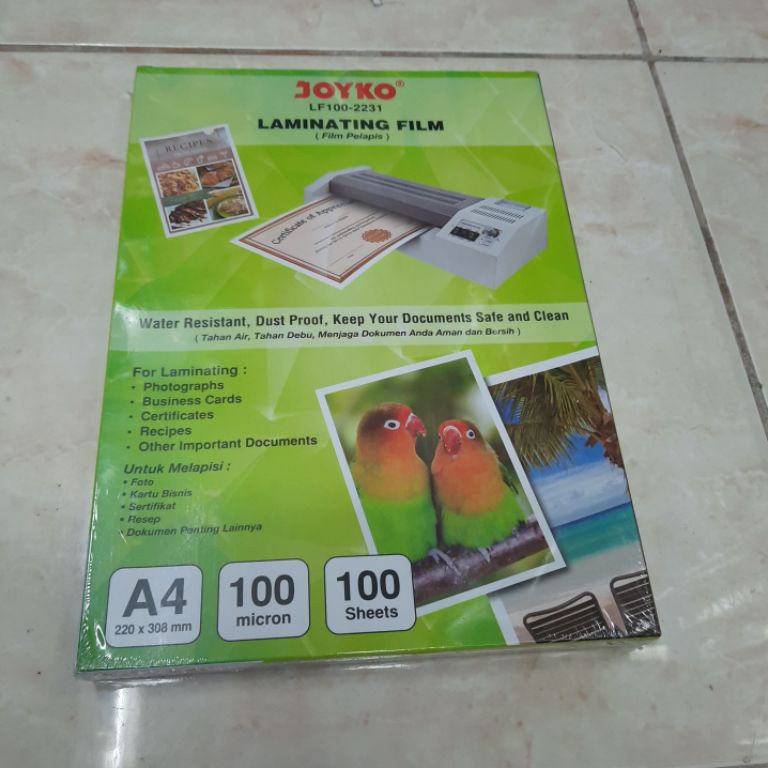 

DADR-68 Plastik Laminating A4 Joyko 100 Micron (10 Lembar) With Discount