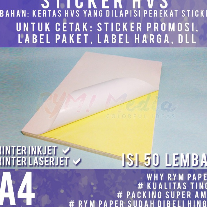 

DWKM8368 Terlaris Sticker HVS A4 isi 50 lembar / Kertas Stiker Inkjet Doff Matte A4