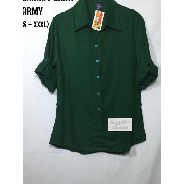 Kemeja Wanita Basic Rayon Terlaris Warna Hijau Botol Ukuran XL
