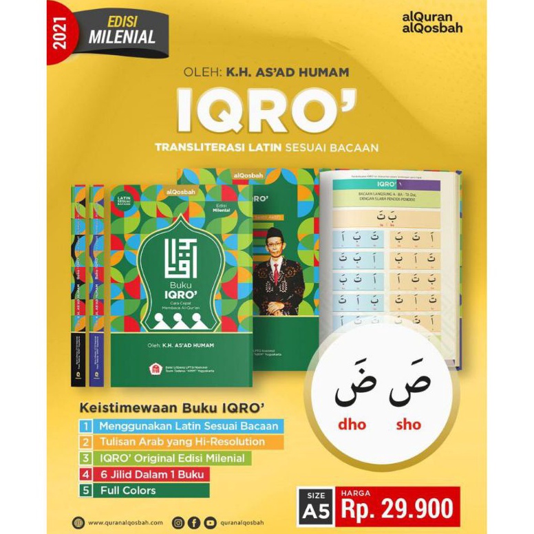 SZGH2675  IQRO' Original Edisi Milenial Disesuaikan Transliterasi Latin - Al Qosbah - Iqro melenial