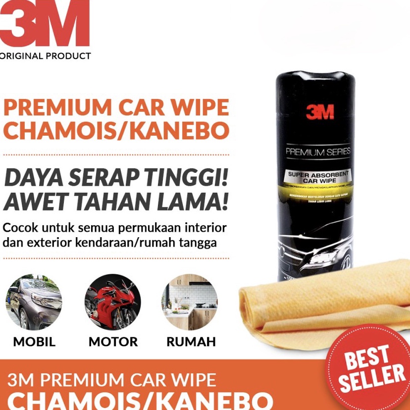 ✴Diskon✴ 3M Premium Car Wipe Chamois Original 3M Lap Kanebo Chamois Mobil & Motor