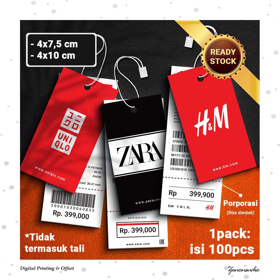 

MurrrMerrr [100pcs] Hangtag Label Baju Brand Hang Tag Import Pakaian BM Porporasi (Ready Stock) HSA