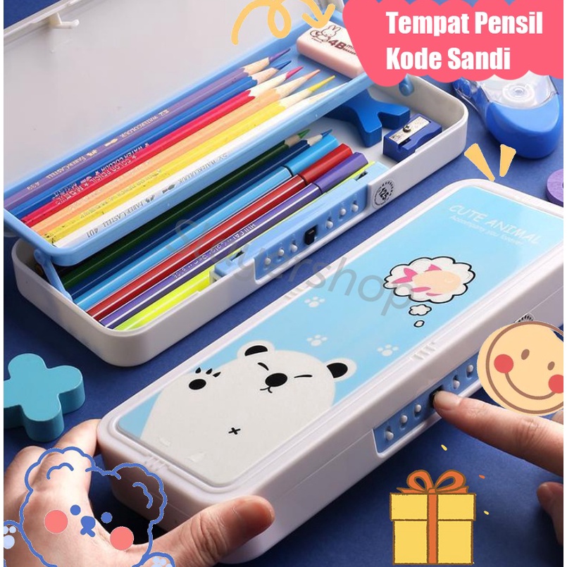 

[Miliki Sekarang] Kotak Tempat Tepak Pensil Anak Kode Laki Laki Perempuan 2 Layer HQB
