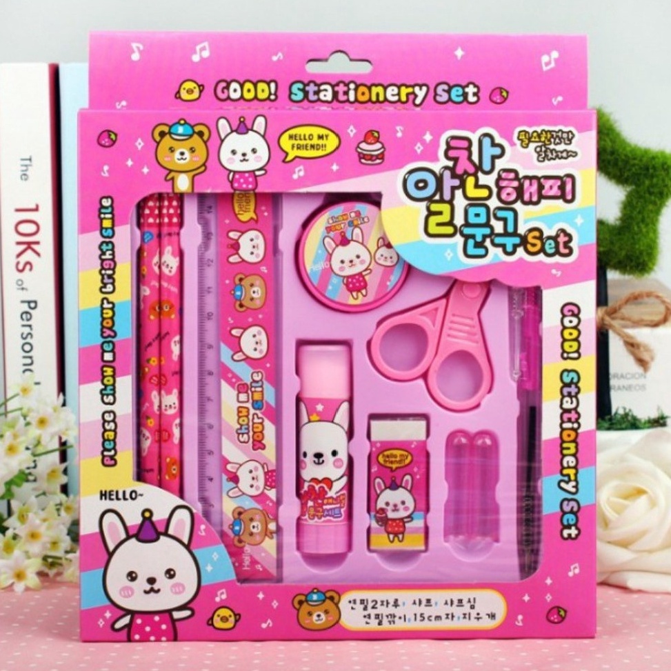 

[PROMO 5BKS] WBS Paket Alat Tulis set 8in1 Stationery Set Study Set Anak Karakter / Souvenir Set Alat Tulis - SS129 KGY