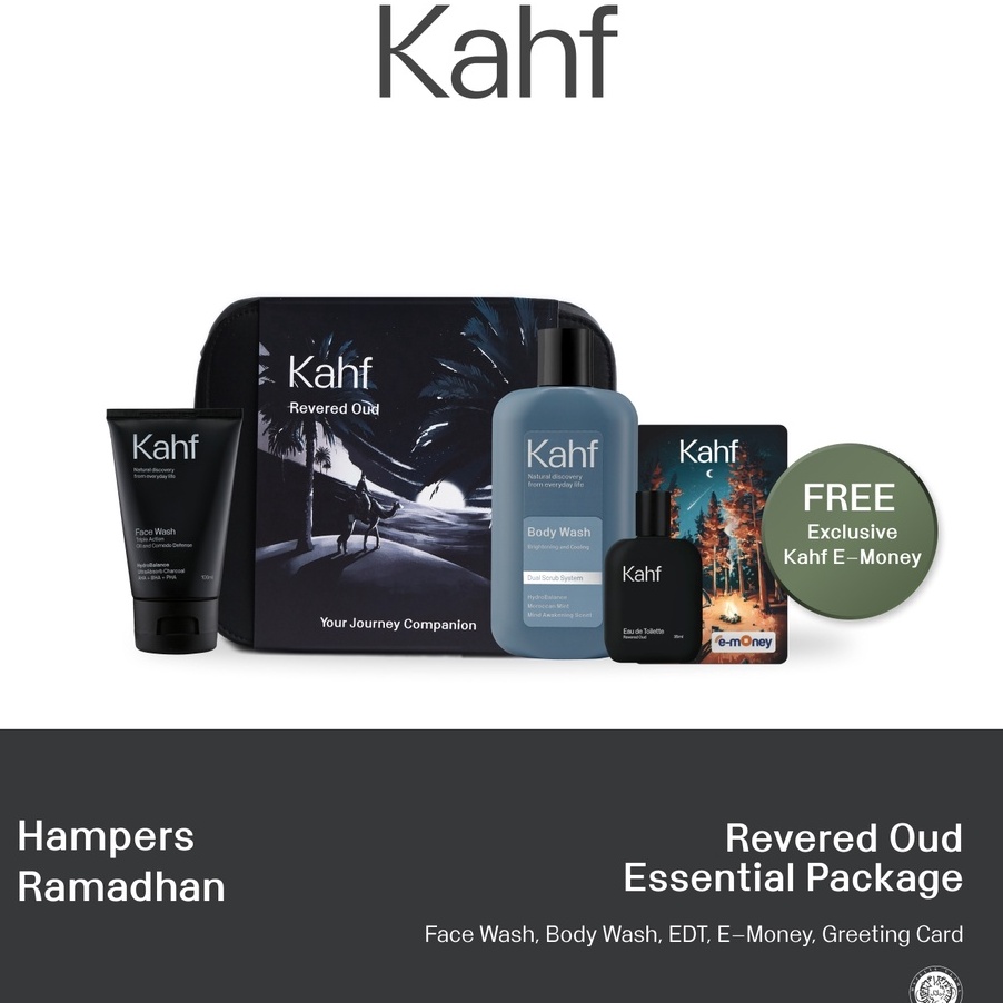 

VZLT8013 STOK SIAP 【COD Kahf Revered Oud Essential Care Package (Body Wash, Face Wash, Eau de Toilete) - Paket Ramadhan Hampers