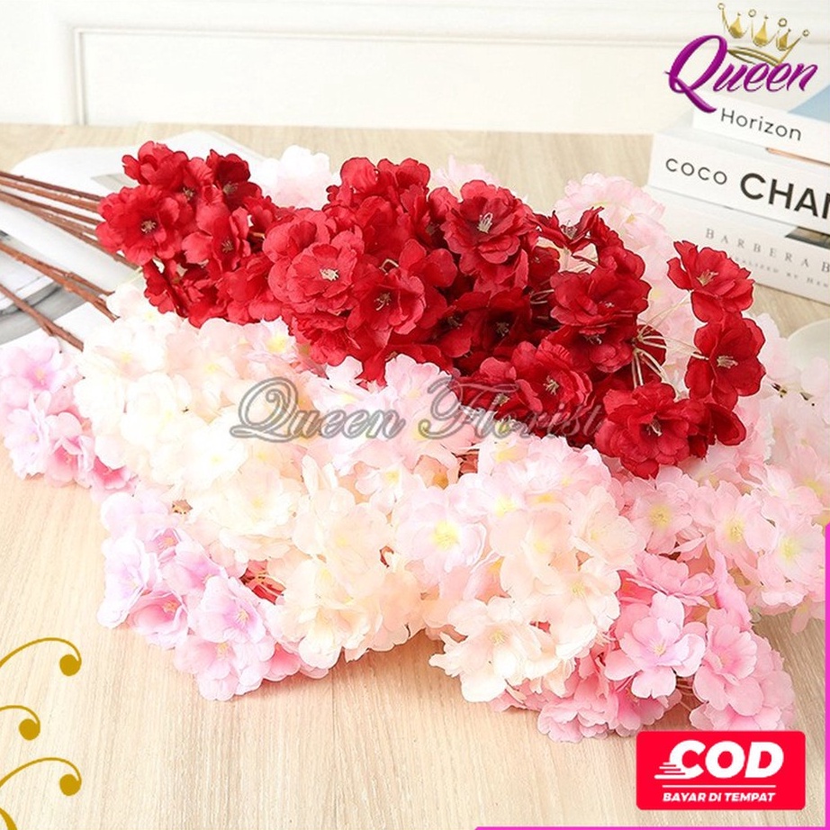 MJDL5249 DISKON Bunga Cherry Blossom Artificial Panjang 1 Meter  - Bunga Dekorasi Sakura Plastik Mei