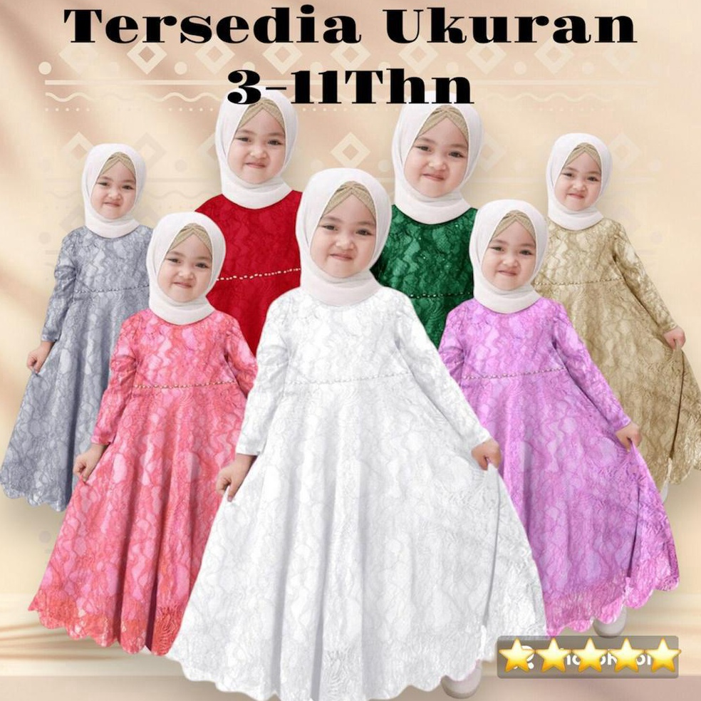 Harga Spesial.. Gamis anak perempuan Jessy 3-11tahun / gamis anak warna putih / gamis putih anak per
