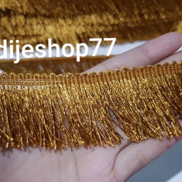 Renda Rumbai / Gombyok Gold /coklat Rumbai Emas/ 4cm / -