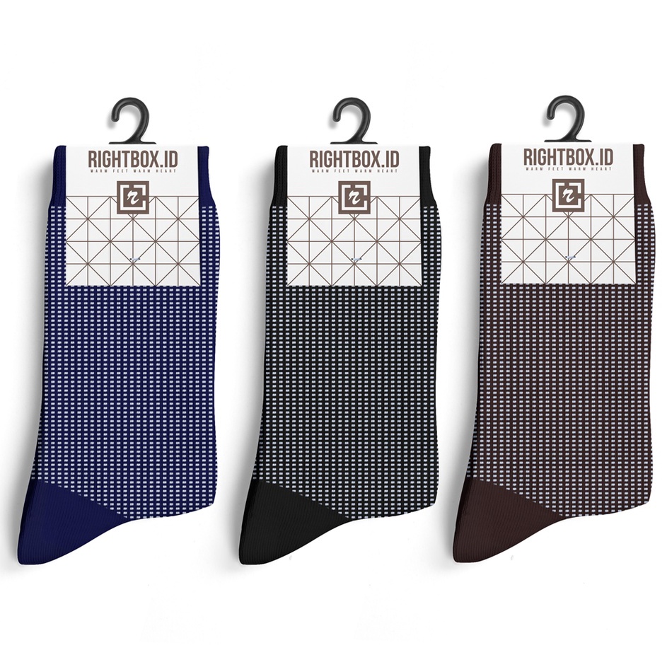 *Ready Stock* Rightbox, Kaos Kaki Kantor Rightbox, Bahan Katun Lembut, Motif Micro Polka