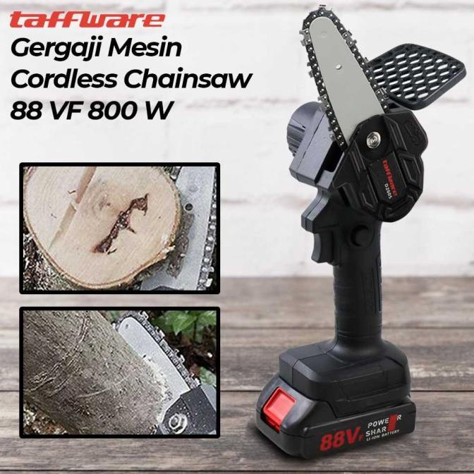 Sale Mesin Gergaji Listrik Kayu Mini Portable Cordless Chainsaw 24V 800W Termurah