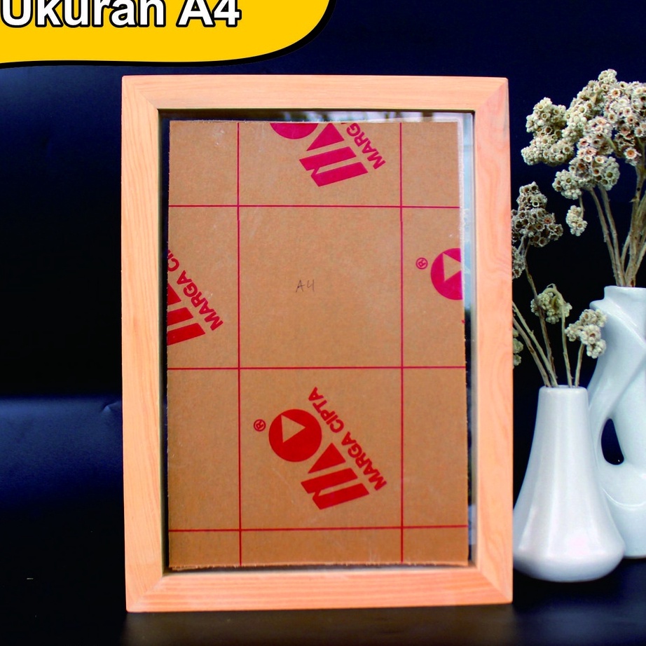 CRNK2164 TEBUS MURAH  Grosir Pigura/Frame Foto/Bingkai Kayu 3D Ukuran A4(21x30cm) rongga 4cm Double Akrilik
