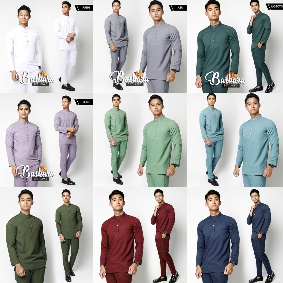 Barang Bagus SET KOKO BASKARA | Setelan baju Koko lebaran MOSCREPE | set baju muslim pria dewasa | KOKO PAKISTAN SET KURTA Terpercaya