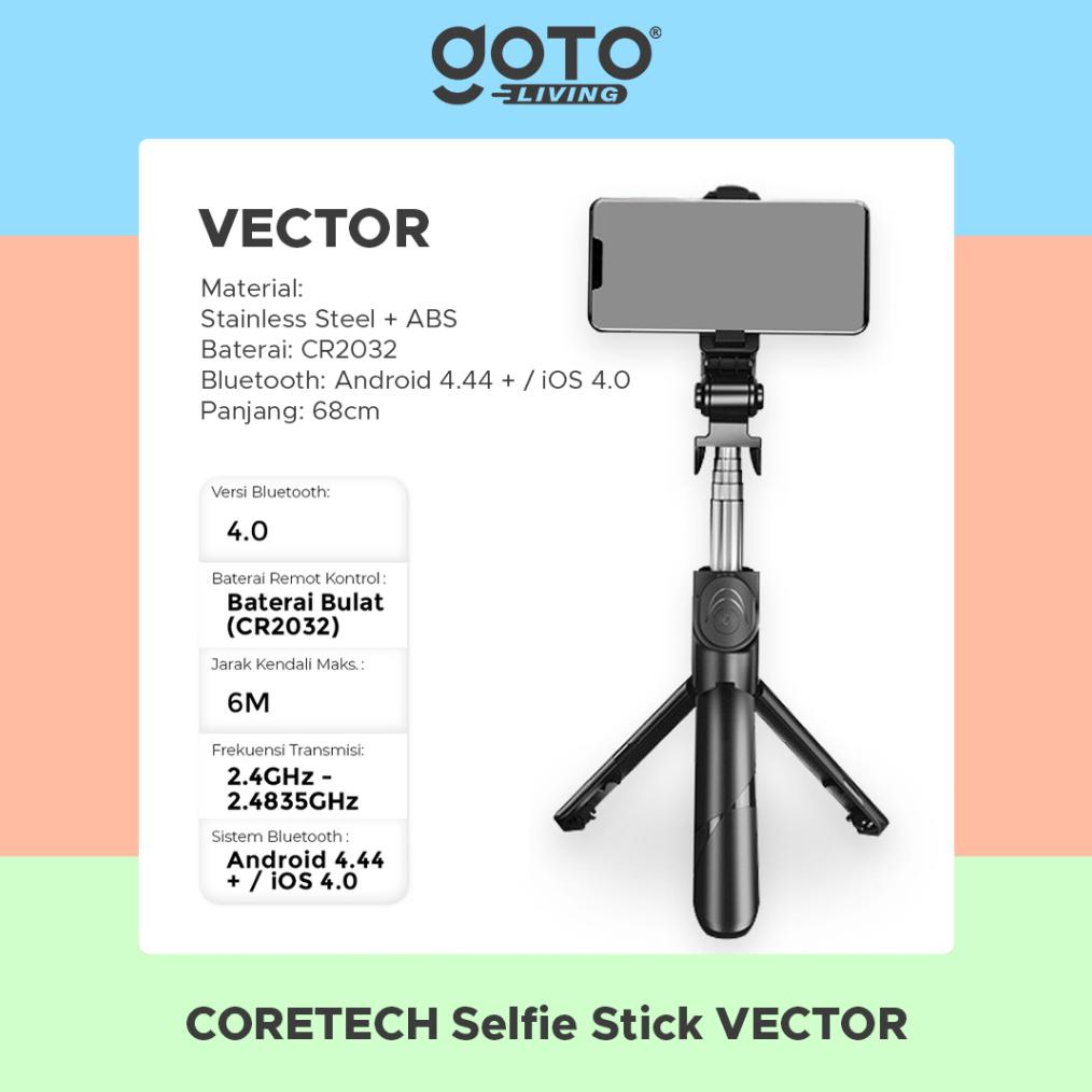 TREND GOTO CORETECH VECTOR SELFIE STICK TONGSIS TRIPOD BLUETOOTH REMOT SHUTTER