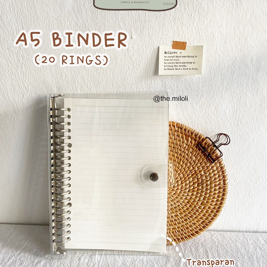 

HYDM1513 PALING AMPUH>>> [MILOLI] 20 Rings Binder A5 Bening Transparent 20rings Binder Bening BuJo Aesthetic Binder - E0031
