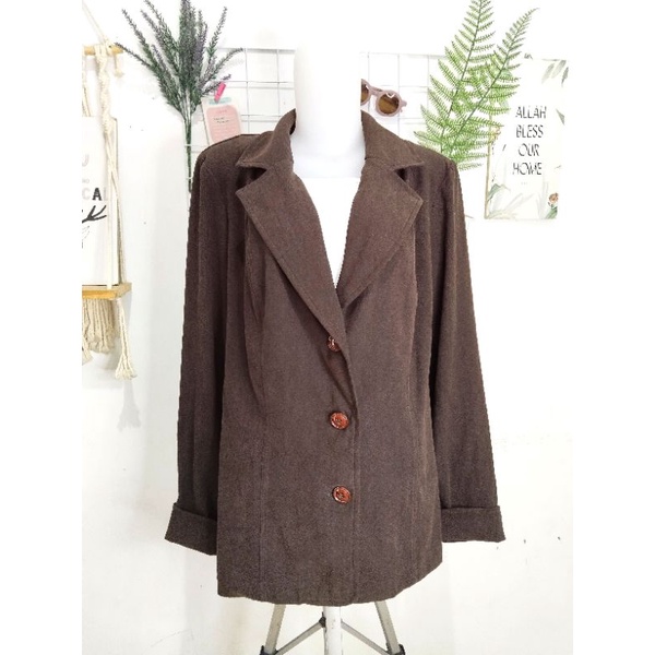 [Stok Terbatas] Blazer Coklat Jumbo Tebal Preloved | Blazer Jumbo | Blazer Besar | Blazer Wanita