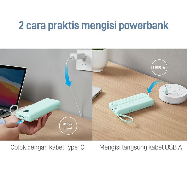 SIAP KIRIM!! ( HANYA DI SHOPEE ) POWERBANK MOFIT M26 20000MAH BUILD IN CABLE + FAST CHARGE 2.4A REAL