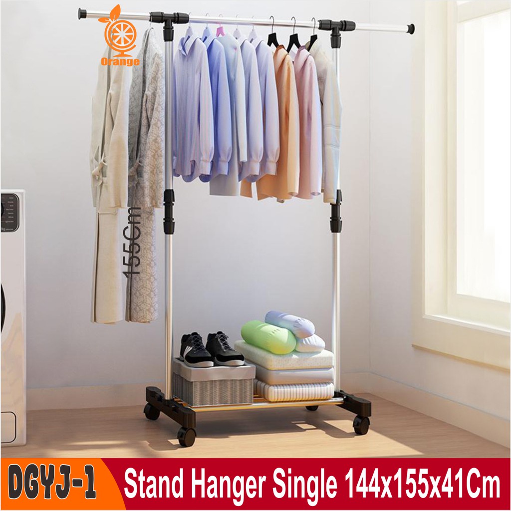 Stand Hanger Baju Single Dan Double Gantungan Berdiri Rak Serbaguna Dengan 4 Roda Worldhome66