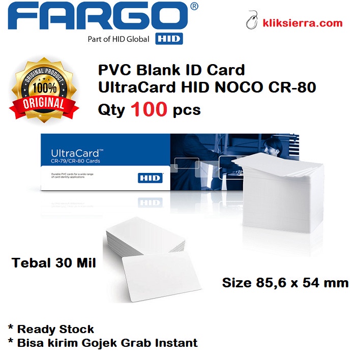 

Terlaris Fargo Kartu Pvc Blank Id Card Hid Ultracard Noco Cr79 Cr80 30Mil 100Ea