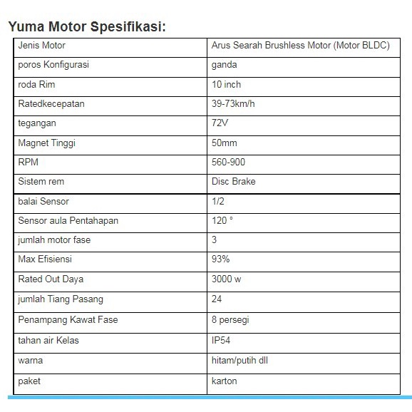 Bldc Yuma Motor Ymmotor 10" 1000 Watt