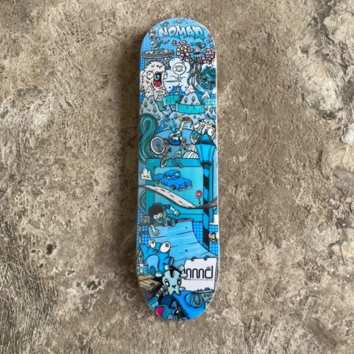 Terlaris Skateboard Deck Nomad Doodle Blue 7.5 8.0