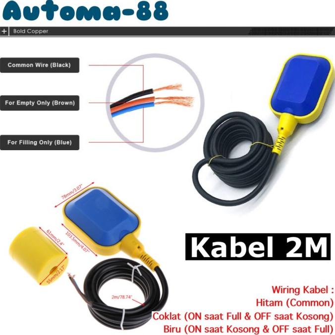 Otomatis Pompa Celup 2m Float switch Radar pelampung tandon tangki air