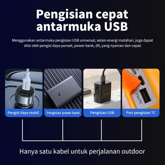 Lampu Emergency Led Multifungsi Power Bank Solar Cell Ip66 Lampu Sorot