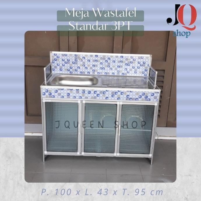 MEJA RAK WASTAFEL / CUCI PIRING KERAMIK ALUMINIUM 3 PINTU TOKO.HARAPAN.BUNDA