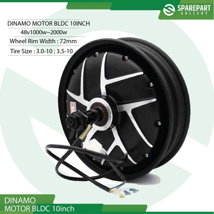 Terlaris Dinamo Bldc 10Inch 48V 1000W-2000W Electric Scooter Hub Motor Ring10"