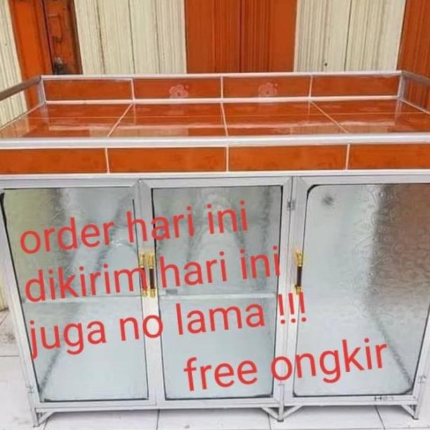 LEMARI RAK PIRING KACA ALUMINIUM / LEMARI RAK KOMPOR / RAK SERBA GUNA TOKO.HARAPAN.BUNDA