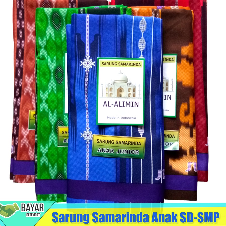 Best Seller Sarung anak laki Junior SD,SMP untuk sholat dll-Kain Sarung Sutera Samarinda 210 Alimin anak junior.