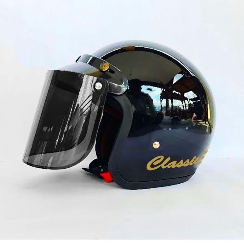 COD HELM BOGO DEWASA GARIS CLASIC KACA DATAR BLACK MERAH ABU KACA  FLAT