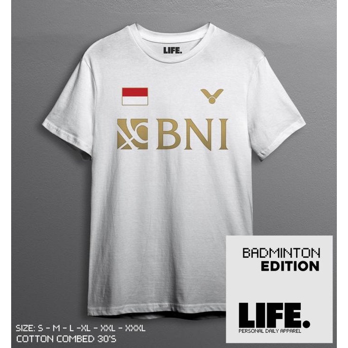 Kaos Badminton Indonesia Victor BNI Baju Timnas Jersey Katun Print DTF