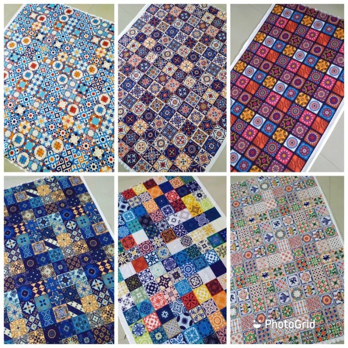 Terlaris Kain Kanvas Import Pattern Tiles 6 Motif Berbeda