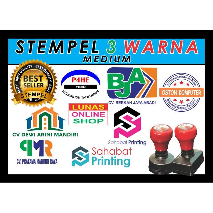 

TERMURAH! Stempel 3 Warna Ukuran Medium SIAP CAP