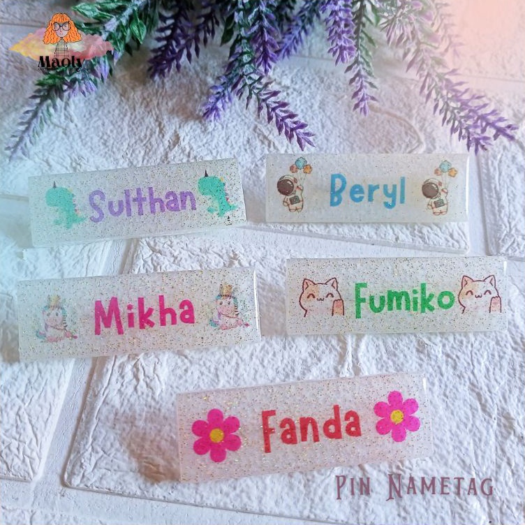 

➬Terlaris➘ Nametag Anak Unik Pin Lucu Papan Nama Dada Akrilik Resin Custom Warna MAGNET PENITI D47 ≛