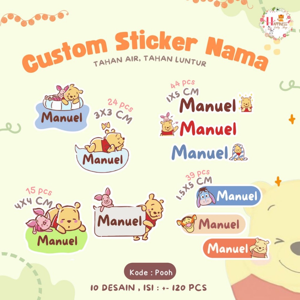 

(Isi 120) Stier Label Nama Anak / Stier Custom Nama Kter / Stiker Set Pa / Stiker Nama Anak