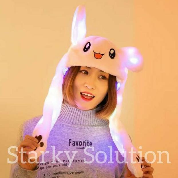Viral Topi Kelinci Bunny Hat Tiktok Korea Gerak Lampu Led
