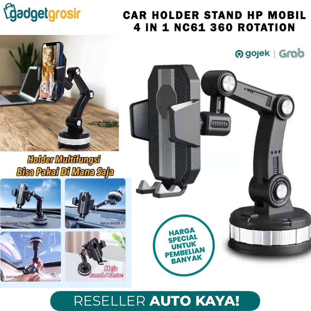 TERBAIK CAR HOLDER STAND HP MOBIL 4IN1 HD61 NC61 360 ROTATION BISA LANDSCAPE POTRAIT DUDUKAN HANDPHO